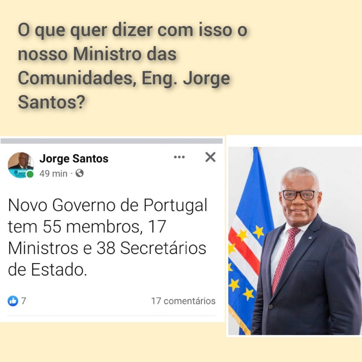 Será uma comparação com Cabo Verde que o ministro, Eng. Jorge Santos fez?